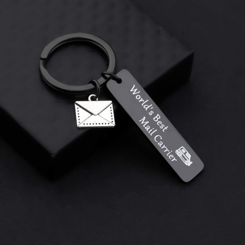 WSNANG World's Best Mail Carrier Keychain Mail Carrier Gift Thank You Gift for Postal Worker Mail Carrier Black Kc