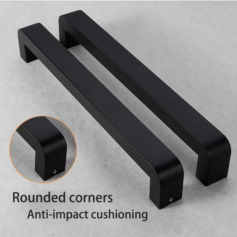 Shower Door Handle 200mm (8 inch) Hole to Hole, Push Pull Door Handle Stainless Steel, Sliding Barn Door Handle for Bathroom Glass Doors, Black, Heavy Duty Swing Door Handle 8 Inch