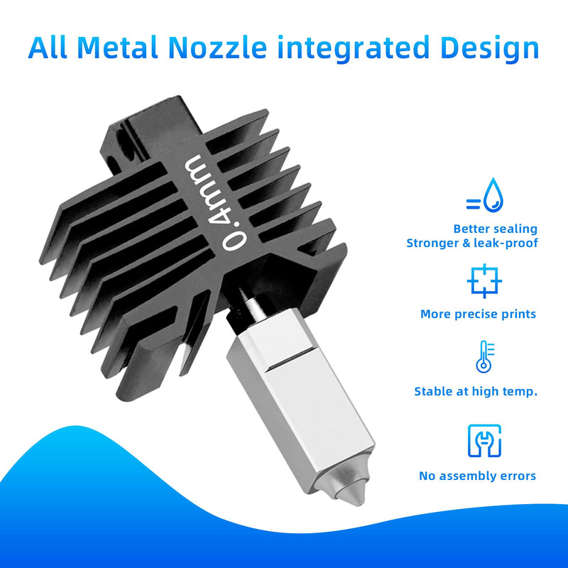 Bambuu Lab X1 X1C Hotend Complete Kit, 0.4MM Hardened Steel Nozzle Full Assembly with Fan, Ceramic Heater, Nozzle, Thermistor, Extruder Heating Block Replacement for Bambu Lab X1 Series 3D Printer