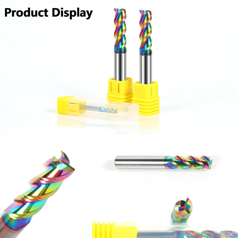 1/2" Solid Carbide Flat End Mills Set 3 Flute Diamond-Like Coating End Milling Cutter for Aluminum,Copper,Magnesium Alloys 1/2"-DLC Coated