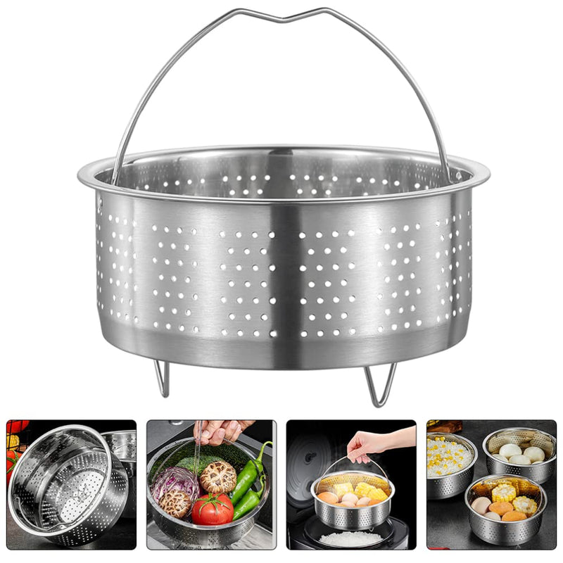 Luxshiny Stainless Steel Steamer Basket 7.79 in Vegetable Food Steamer Basket with Drainable Holes for Rice Dumplings Seafood Vegetables Eggs Potatoes and Corn
