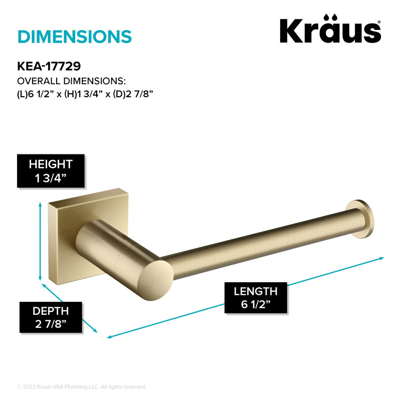 KRAUS Ventus Bathroom Toilet Paper Holder, Brushed Gold Finish, KEA-17729BG