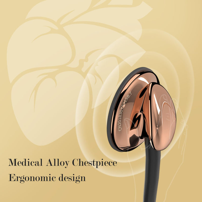MaiWieel-Classic Stethoscope Rose Gold Single Head Stethoscope for Nurses Doctor,EMT Student,Home Medical, Estetoscopio Doctor Accessories Medical Supplies.Alloy Chestpiece,Soft Eartips (Rose gold)
