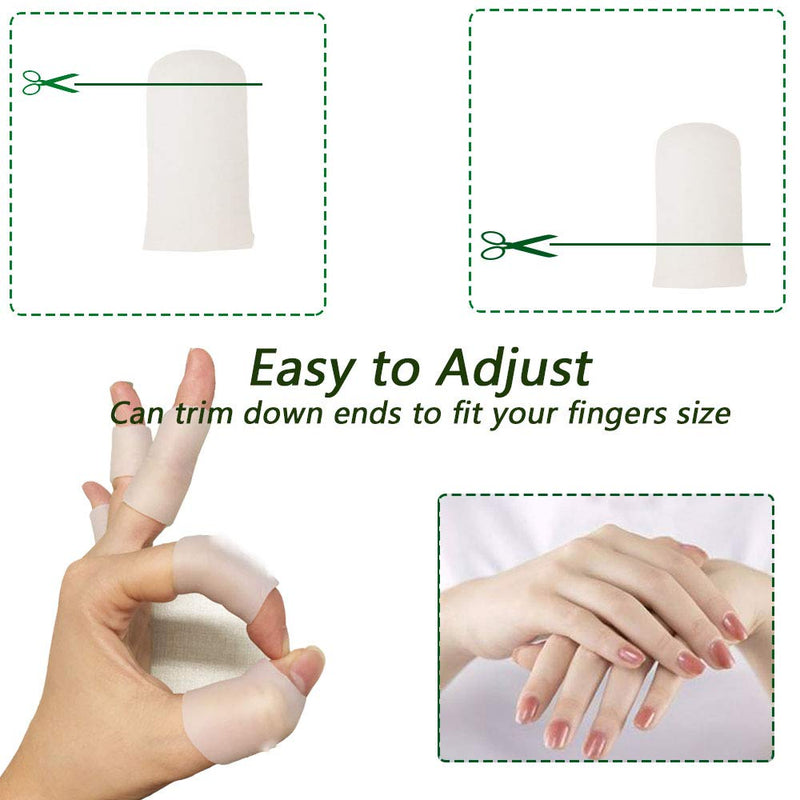 Gel Finger Protectors Finger Caps Silicone Fingertips Protection - Finger Cots Great for Trigger Finger, Finger Arthritis, Finger Cracking and Other Finger Pain Relief (Medium) Medium (Pack of 10)