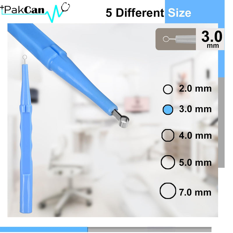 Sterile Disposable Dermal Curettes, Easy Peel Packing - Box of 10 (4 mm) 4 mm