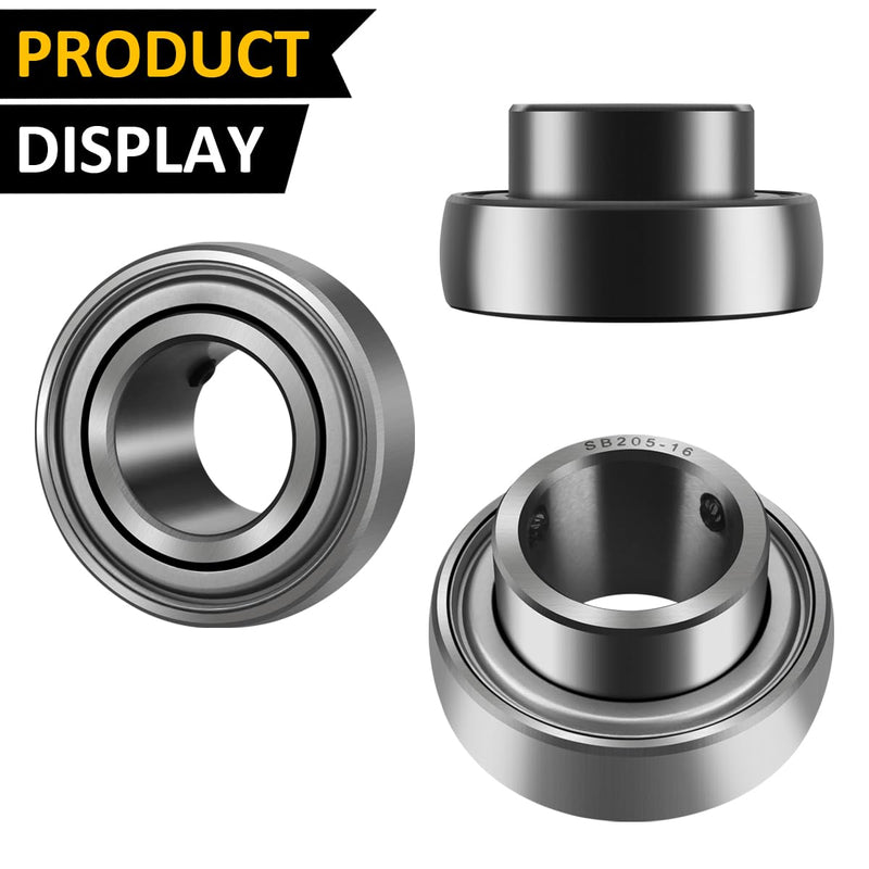 SB205-16 Insert Bearing 1" Bore with Set Screws for Agricultural Machinery Replaces YAT205-100 YA100RRB YAT205-100 S216EL SB205-16 FHS205-16 SNPS100-RP YA100RRB S216El FHS205-16 L-16