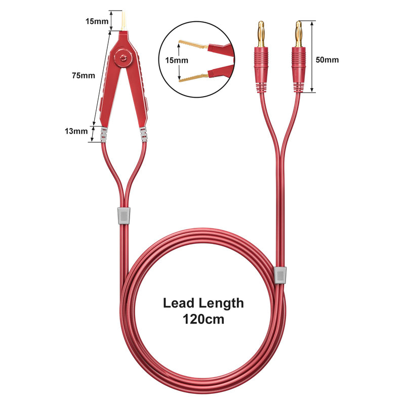 Goupchn LCR Meter Test Leads Terminal Kelvin Clips Cable Wires to 4mm Banana Plugs Gold-Plated 1.2m/3.94ft for DMM 4mm Banana Plug to Alligator Clip