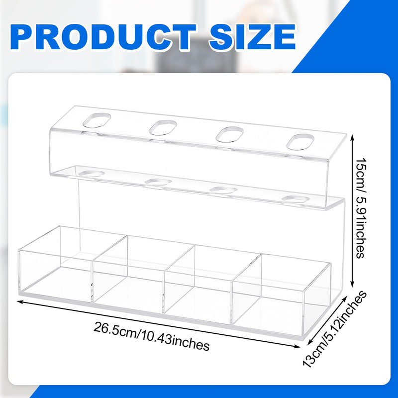 Dental Organizer Gun Holder Impression Clear Acrylic 4-slot Organizer with Mixing Tips Storage Durable & Space-saving for Dental Clinic Countertop
