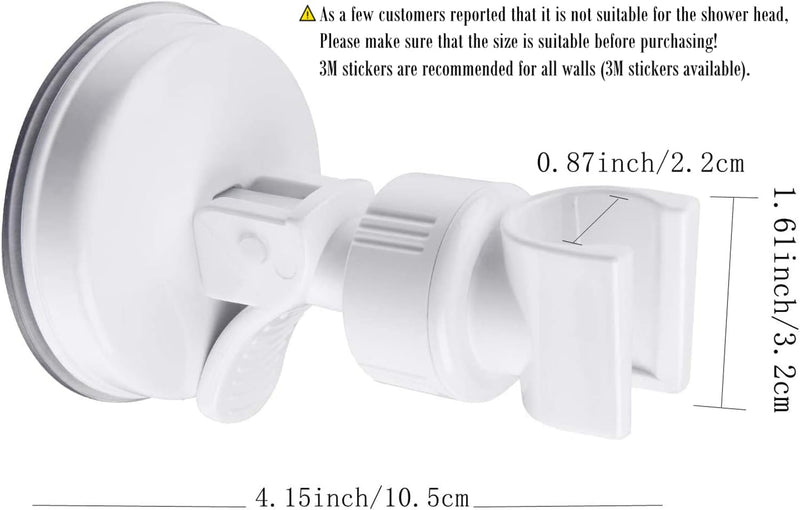 OUO Suction Cup Shower Head Holder Handheld Showerhead Bracket Adjustable Shower Holder, Removable Handheld Showerhead & Wall Mounted Suction Bracket pure white
