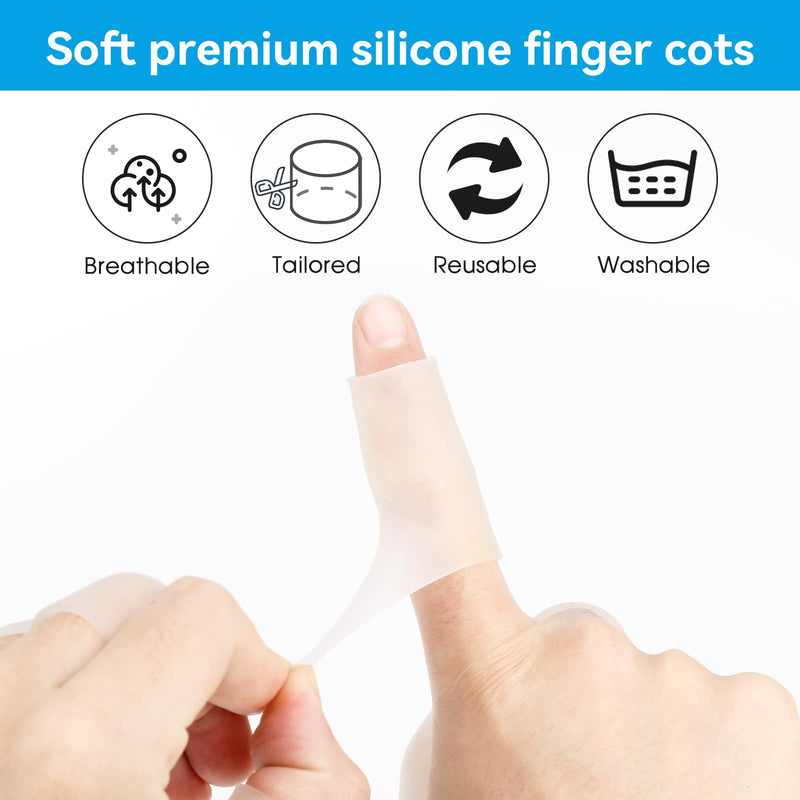 10 Pcs Finger Sleeves Protectors Silicone Finger Protectors Silicone Finger Sleeve Finger Covers Cushions and Protects Gel Rubber Finger Shields Provide Relief for Cracked Finger Transparent