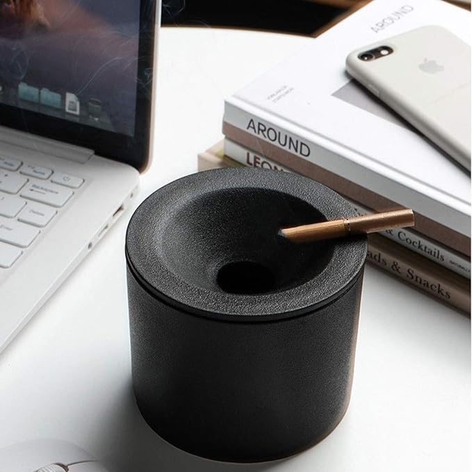 Ashtray with Lid, Large Capacity, Stylish Ceramic Ashtray with Lid (Circle) (Green) - NewNest Australia