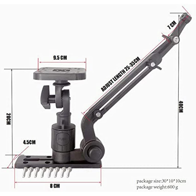 Kayak/SUP Transducer Mounting Arm with Marine Electronics Fish Finder Base Adapter Mount for Kayak Canoe Fish Finder Installation and Fixing