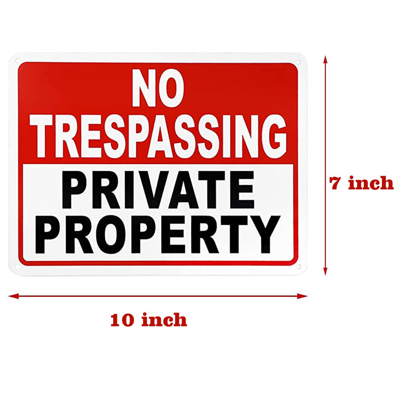 2 Pack No Trespassing Signs Private Property Metal Signs 10x7 Inch 40 Mil Rust Free Aluminum, UV Printing, Weatherproof, Easy to Read & Mount, Security Keep Out Outdoor Sign for Home Business 2PC-Private Property Sign
