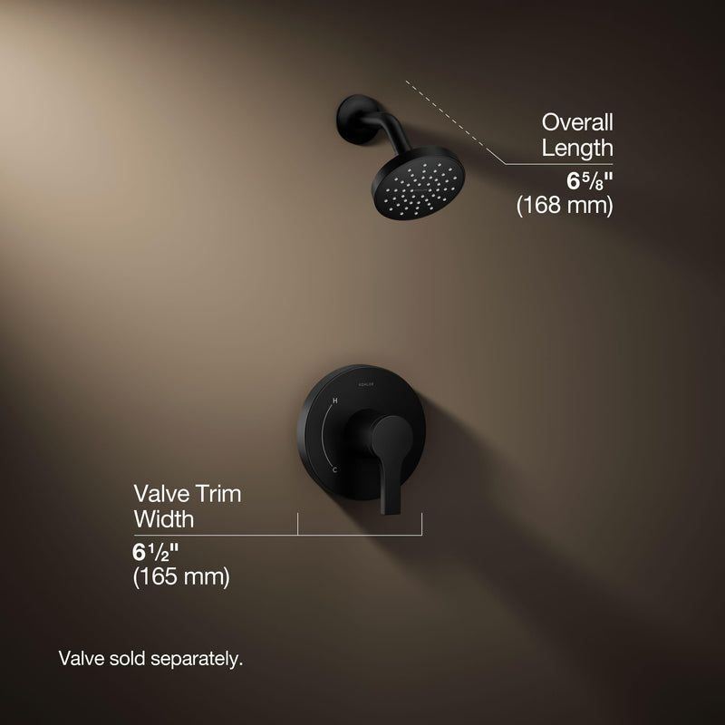 KOHLER TS35321-4H-BL, Elate Rite-Temp Shower Trim with Single Function 1.75 GPM Showerhead, Matte Black, Multi-Function Shower Kit, Durable and Stylish