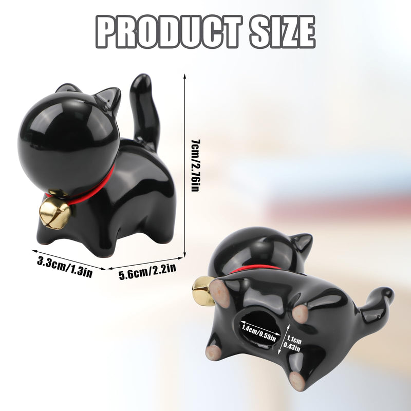 2pcs Toilet Bolt Caps, Cat Toilet Bolt Covers Hidden Ceramic Toilet Screw Caps Kitten Decorative Toilet Replacement Parts Cute Bathroom Decor (Black)