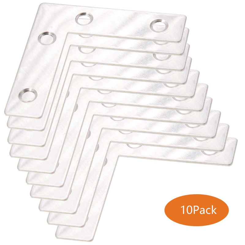 10 Pack Repair Mending Bracket Plate,ULIFESTAR Stainless Steel L Shape Flat Corner Brace Bracket for Wood,Metal Fixing Joining Bracket Support Brace for Shelves,Furniture and Cabinet 10Pack(60x60mm) 60*60mm/2.4*2.4''
