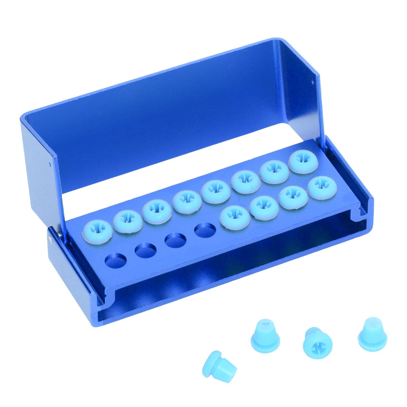 16 Holes Burs Holder Block Case 1.6mm&2.35mm Shank for CA/RA＆FG Autoclavable Burs Holder with Silicon Cover Blue Color