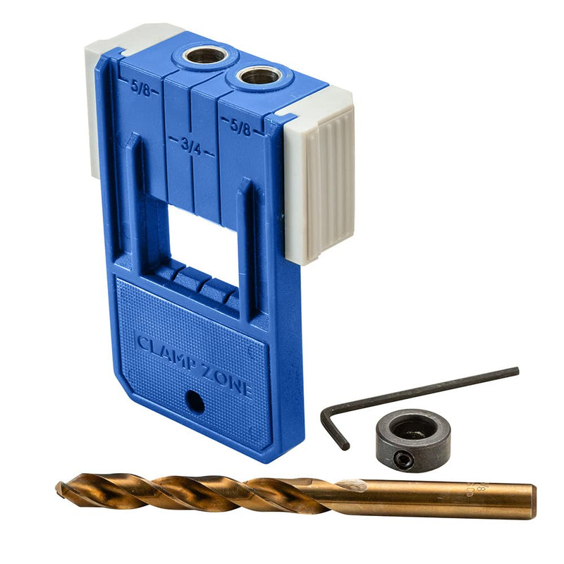 Rockler 3/8” Doweling Jig Kit w/Drill Bit & Stop Collar – Wood Dowel Jig kit – Dual Edge Stops for Easy Alignment w/Dovetail – Durable Nylon Jig w/Steel Bushings – Dowel Jointer Jig w/Hex Wrench