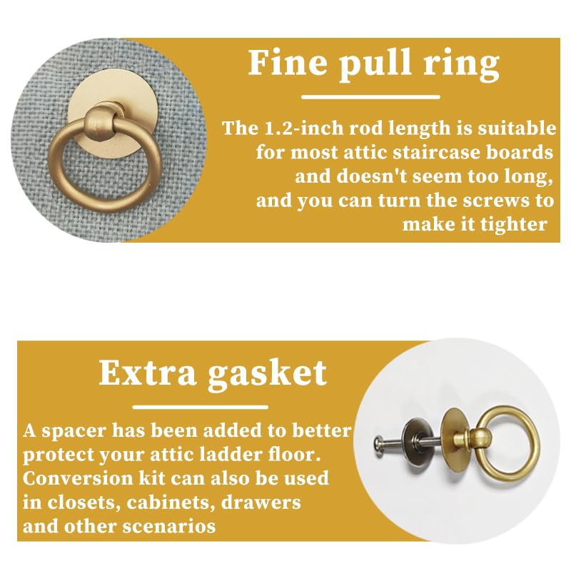 Attic Ladder Door Pull Down Hook Cord Stair System Parts, Rope with Handle for Attic Extension Ladder Pull Down System Hook Cord Kit Rope Replacement