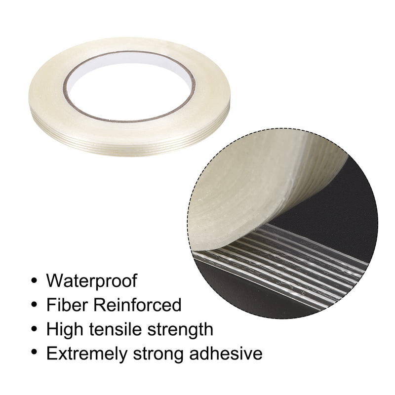 MECCANIXITY Filament Strapping Tape, 3/8 Inch x 55 Yards 5.3 Mil, Reinforced Fiberglass Tape Transparent