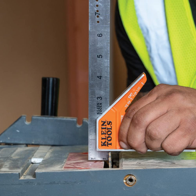 Klein Tools 935CSEL Combination Square Ruler for Electricians and Carpenters, Stainless Steel Double Sided Ruler, Bubble Level, Magnetic