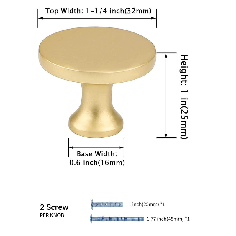 goldenwarm 10Pack Gold Knobs for Dresser, Gold Cabinet Knobs Matte Gold Drawer Knobs, Brushed Gold Dresser Knobs Round Brass Kitchen Cabinet Knobs 10 Pack Matte Gold-Round