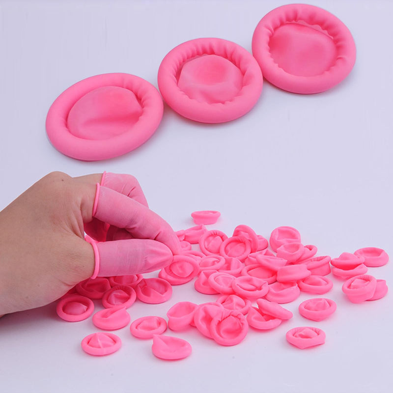 Finger Cots Medium Finger Gloves - Disposable Latex Finger Covers Protection for Finger Tips, Fingertip Protector for Manicure, Handmade, Industrial Apply 150PCS (Pink-Medium) Pink-medium