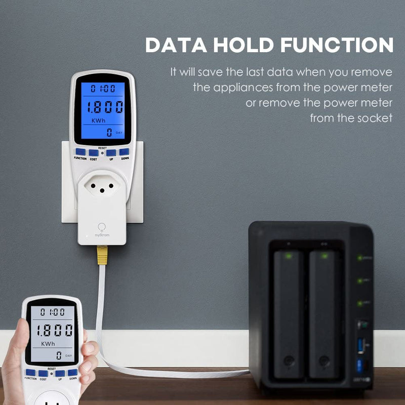 YOUTHINK Electricity Usage Monitor, Power Meter Plug Home Energy Consumption Analyzer with Digital LCD Display Overload Protection Watt Volt Amps Wattage KWH