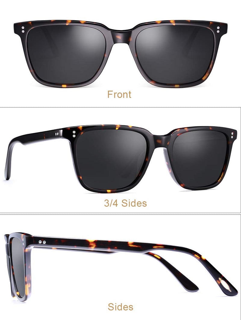 CARFIA Polarized Men's Sunglasses UV400 Protection for Driving Fishing Cool Man Acetate Shades CA5354L 1. Tortoise Frame Grey Lens Multicolor