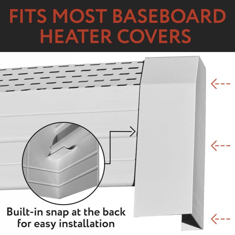[2 Pack] End Caps For Baseboard Heater Covers - Left & Right End Cap Included - Fits Most Standard Baseboard Heaters - Plastic End Caps Can Be Trimmed For Exact Size - Gas Heaters Only