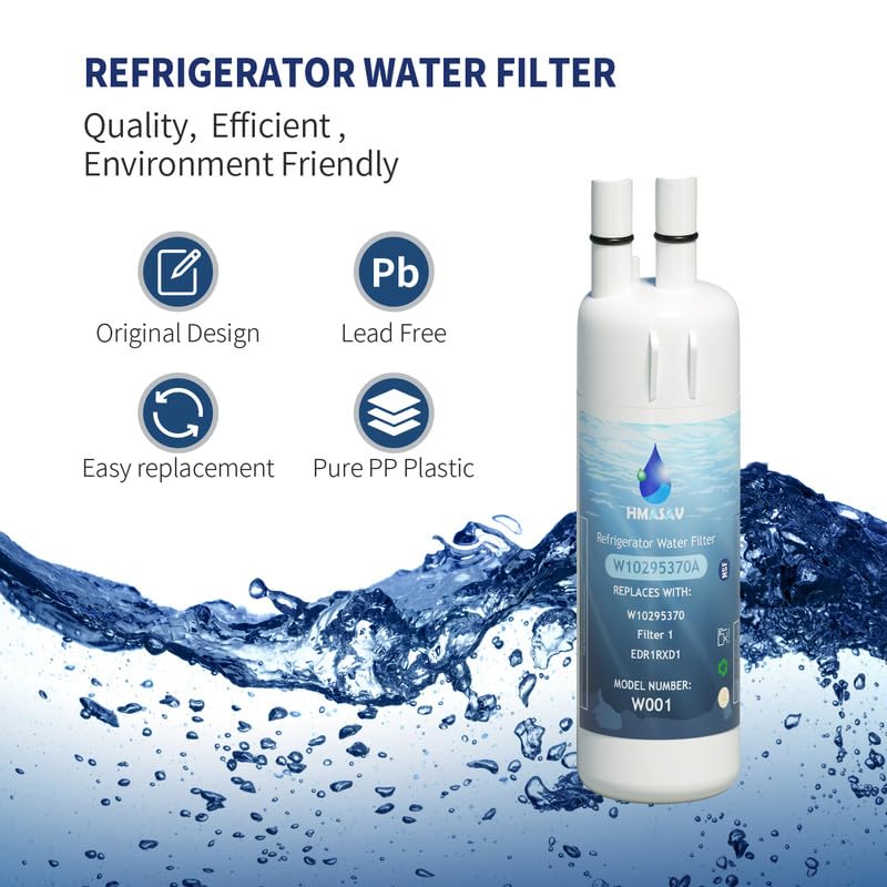 W10295370A water filter replacement, Compatible with EDR1RXD1, EDR1RXD1B, W10295370, Filter 1, WHR1RXD1, KAD1RXD1, P4RFKB2, P8RFWB2L, 46-9930,46-9081 3PACK 3
