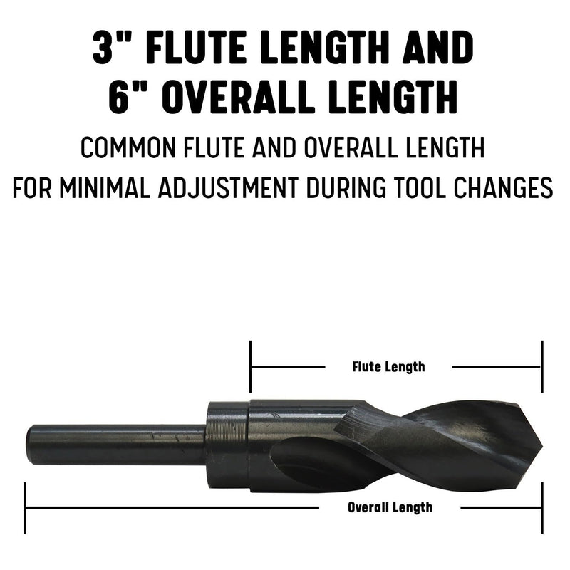 Drill America - DWDRSD1-1/4 1-1/4" Reduced Shank High Speed Steel Drill Bit with 1/2" Shank, DWDRSD Series 1-1/4"