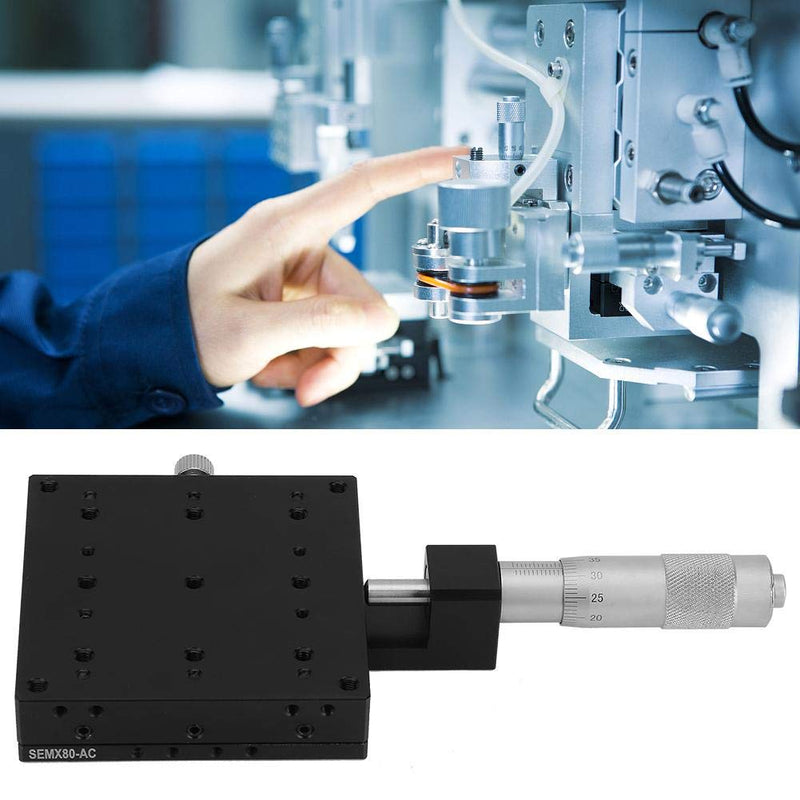 X Axis Manual Precision Linear Stage 80x80mm Micrometer Fine-Tuning Cross Roller Linear Stages Translation Displacement Platform Station Optical Sliding Table