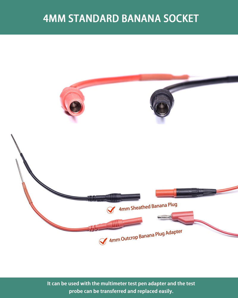 2 PCS Silicon Flexible Spoon Back Probes, Back Probe Pins Automotive Compatible with 4mm Banana Plug Test Leads