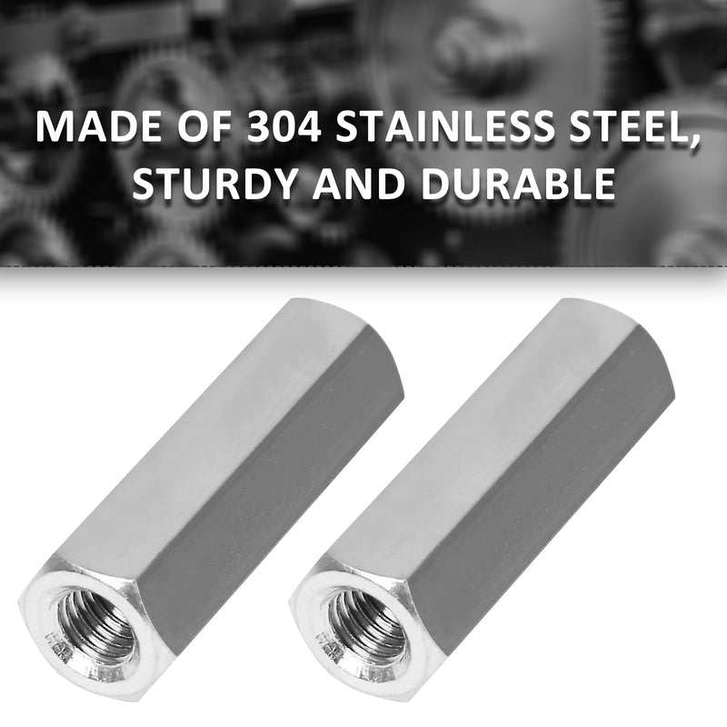 6 Pcs M8 x 1.25 Pitch 40mm Length Hex Coupling Nut, 13mm Width Stainless Steel Nuts Connector Nut, Rod Coupling Nuts Hexagon Nut Threaded Coupling Nut Replacement (Metric) M8x40x1.25 6