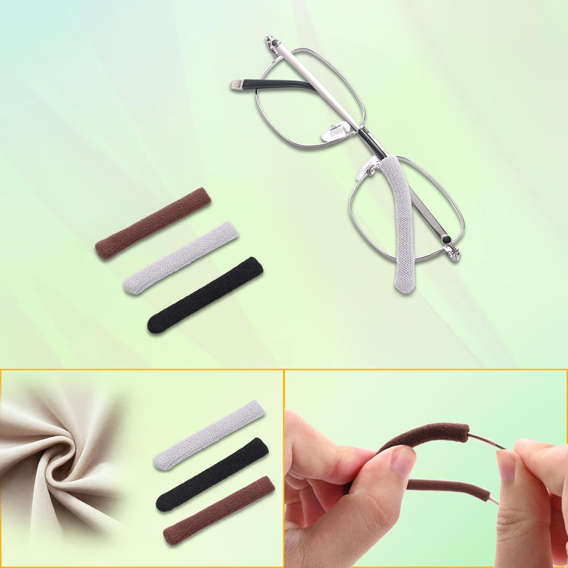 Anti-Slip Elastic Comfort Eyeglasses Temple Tips Sleeve, Soft and Well-Fitting Glasses Ear Cushion, Microstructured Fabric Glasses Ear Grip, Knitting Eyeglass Arm Cushion - Black 3 Pairs 3 Pairs Black