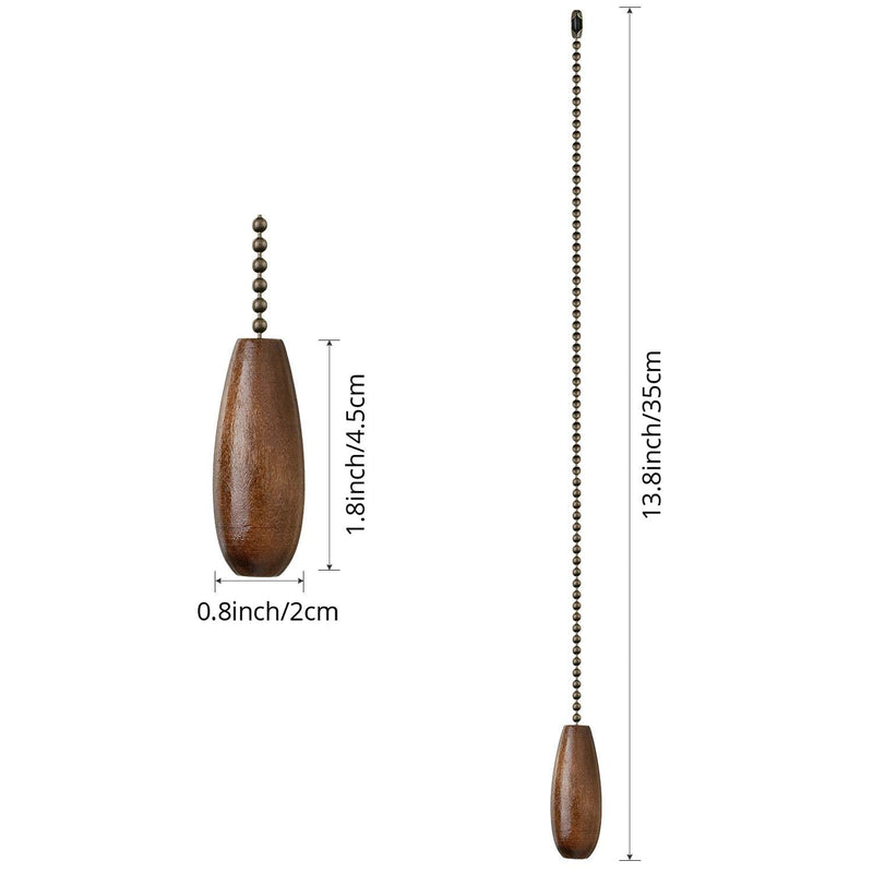 4 Pieces Ceiling Fan Chain Pulls Wooden Pull Chain Extension Pull Chain for Ceiling Light Lamp Fan Chain (Walnut Color)