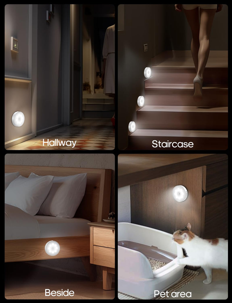 Led Under Cabinet Lights, Motion Sensor Rechargeable Light, 1000mAh Puck Lights with IR Remote, Under Counter Lights for Kitchen,cabinets,Closet,Stairs Indoor (6 Pack) Cold White 6 PACK