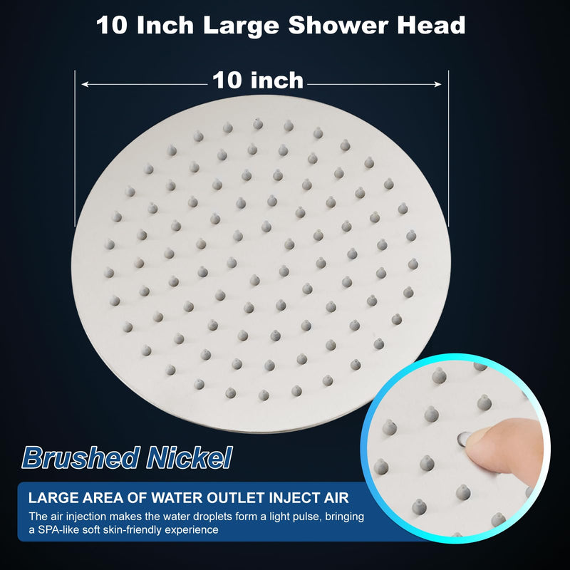 Midanya Round Rainfall Shower Head High Pressure Stainless Steel Waterfall Large Rain Shower Head Ultra Thin Design,Brushed Nickel 10 Inch Brushed Nickel