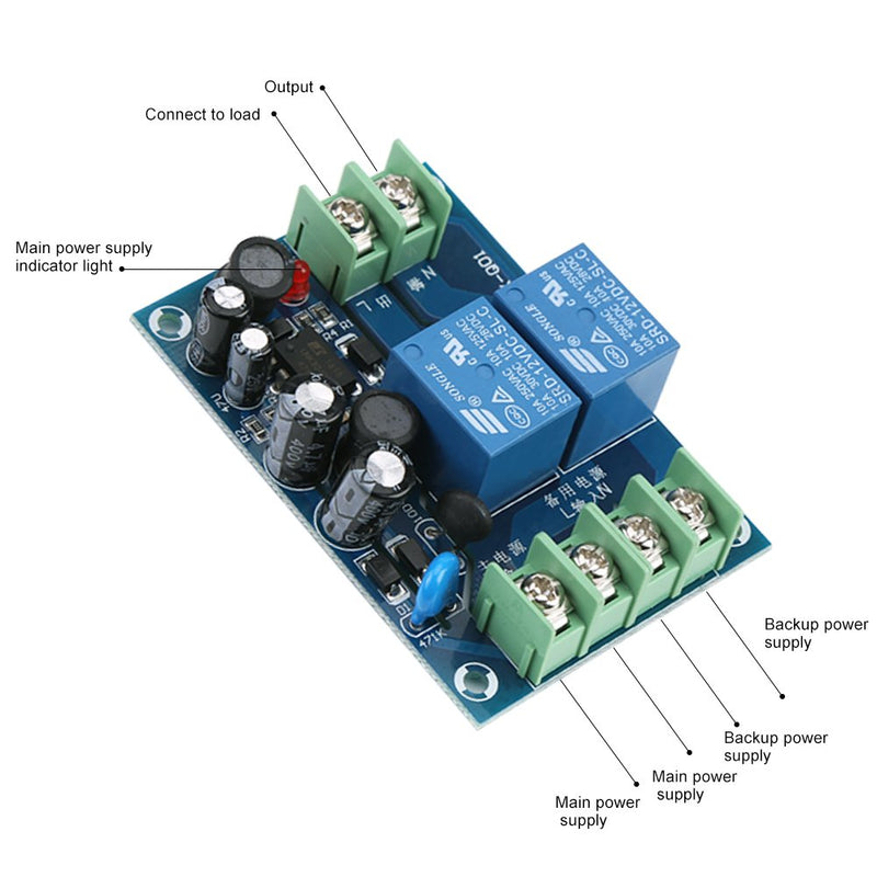 Automatic Emergency Power Switch, AC 85-240V 110V 220V 230V 10A Automatic Switch Module Dual Power Supply Automatic Switching Controller Module AC Power Supply Switch