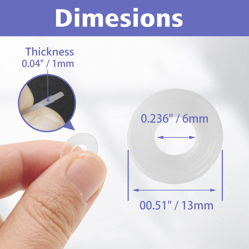 1/4" ID x 1/2" OD White Flat Washer, 1mm Thickness Replacement Washer Gasket, Nylon Round Washer Spacer, Pack of 25 M6 x 13mm x 1mm