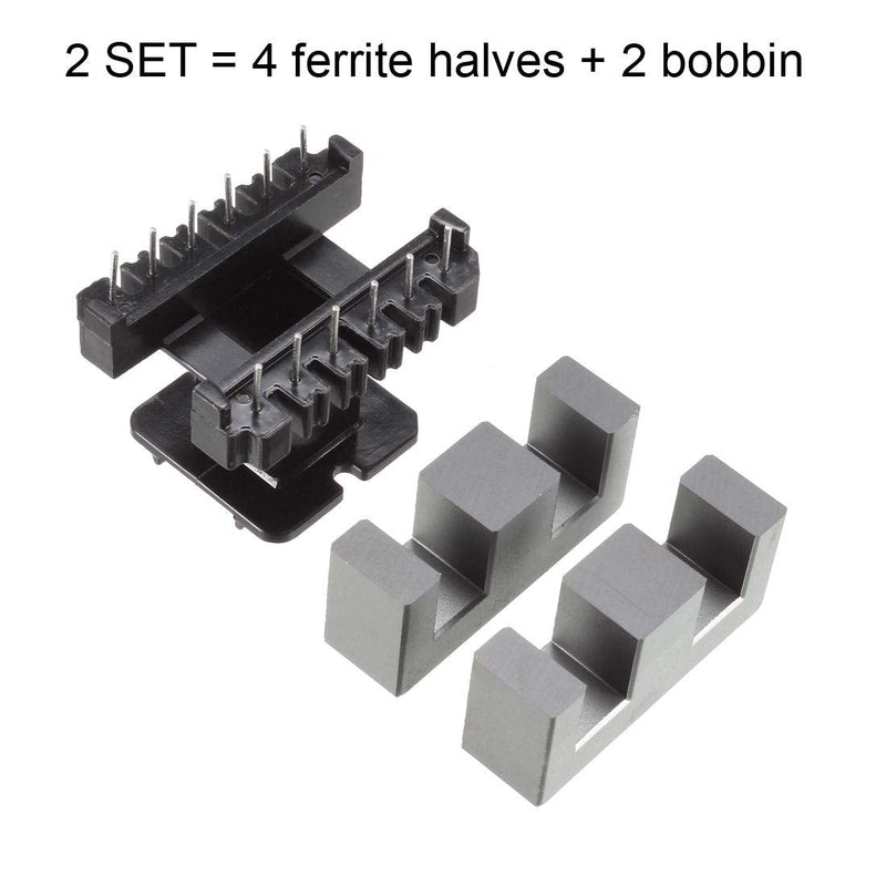 uxcell 2 Sets EE50 6 with 6pin Transformer Bobbin PC40 Ferrite Core 4 Ferrite Halves and 2 Bobbin