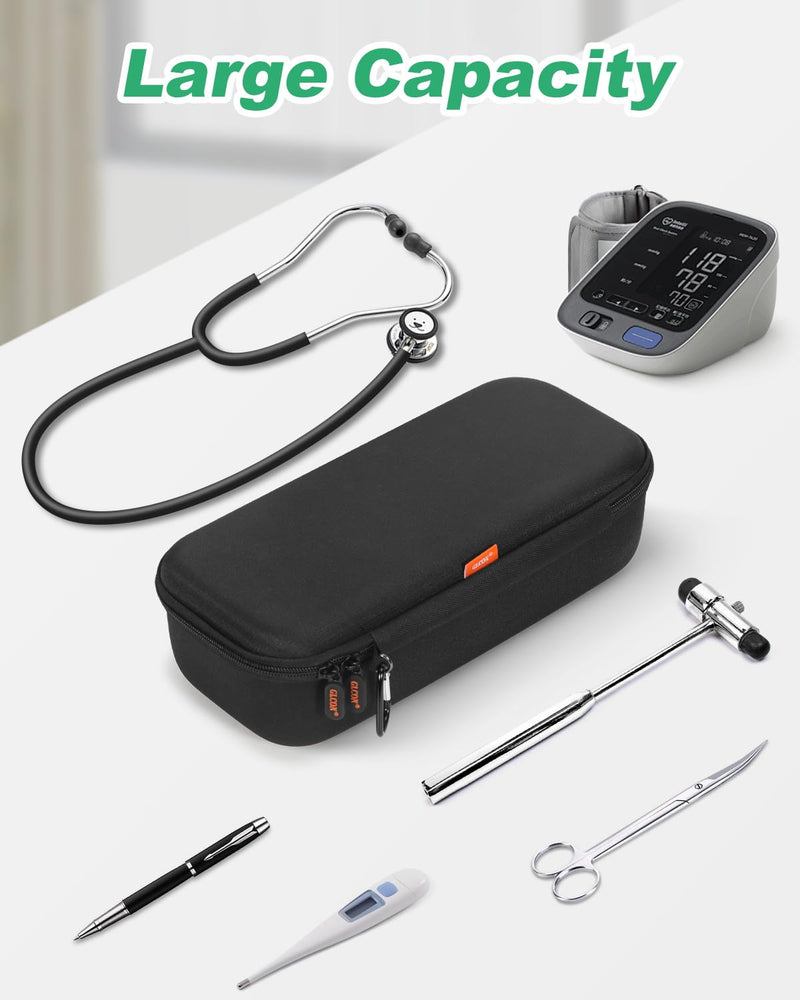 Shockproof Stethoscope Case for 3M Littmann Classic III/Cardiology IV Diagnostic/MDF Acoustica Stethoscopes - Hard Stethoscope Bag Large Travel Carrying Case for Medical, Doctor, Nurse Accessories Black XL - 12.0" L x 5.7" W x 3.5" H