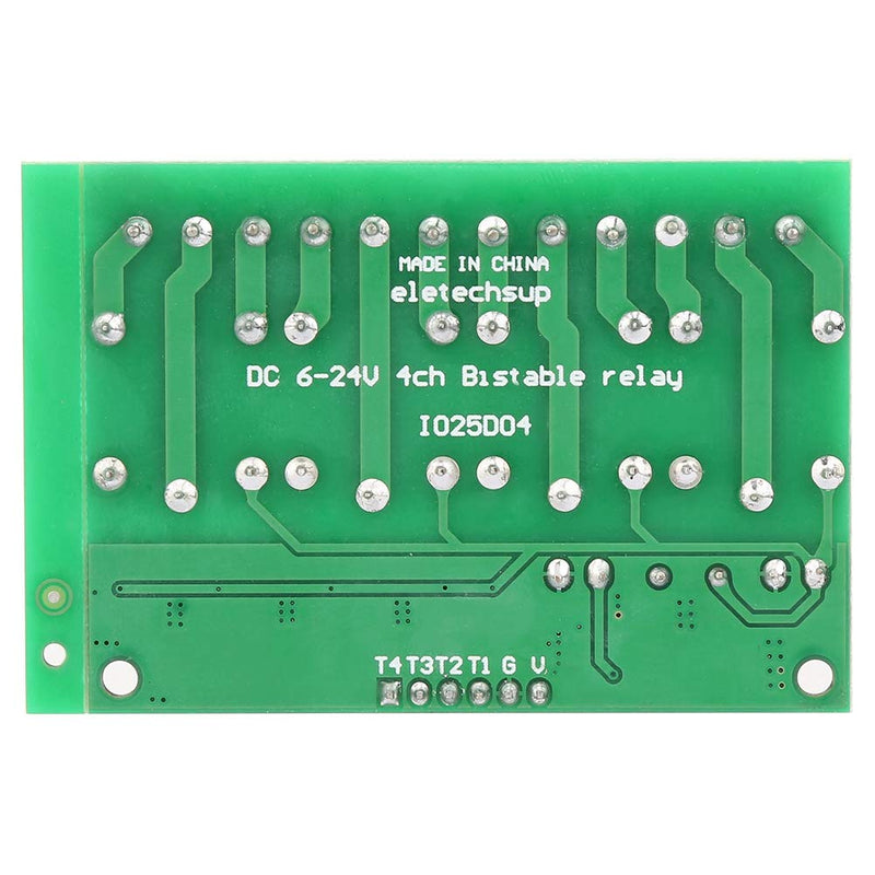 Relay Module, 4 Channels Flip-Flop Low Pulse Trigger Self-Locking Relay Module 6-24VDC