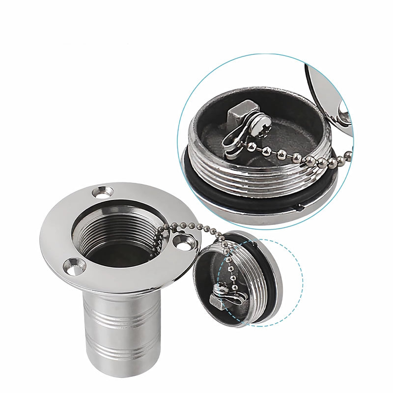 1-1/2"(38mm) Boat Gas/Fuel Deck Fill/Filler 1.5inch Stainless Steel Deck Filler Marine Hardware for Boat, Mirror- Polished with Keyless Cap, for Boat/Yacht/Caravan with, 4 Hose Clamps Gas 1-1/2''