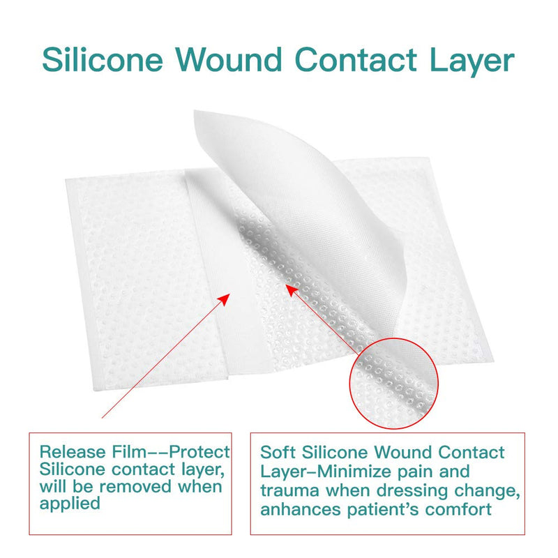 Dimora Silicone Wound Contact Layer, Non-adhering Dressing, Transparent Wound Dressing Pads, 3in x 4in (7.5cm x 10cm), 10 pcs 10 Count (Pack of 1)