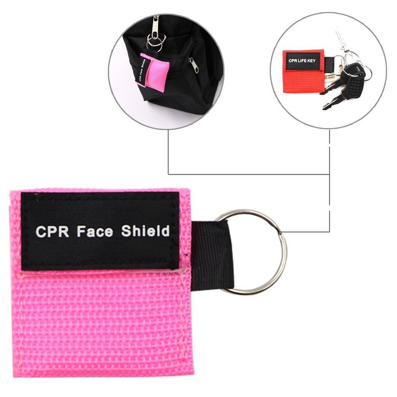 5pcs CPR Face Shield Mask Keychain Ring Emergency Kit CPR Face Shields for First Aid or CPR Training (Blue-5) Blue-5