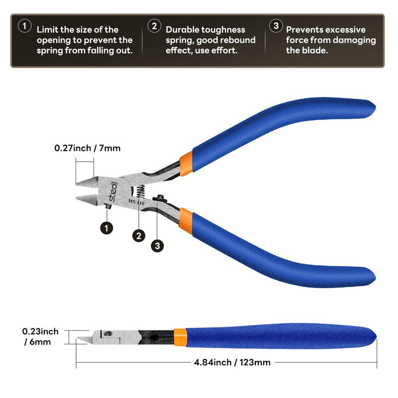 stedi Model Nipper, Sprue Cutter with Ultra-thin Single-Blade and Stiff Spring Hobby Nippers for Gundam Repairing Plastic Model and Miniature Model, Orange Single-Blade Nippers