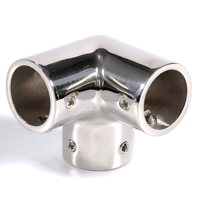 NRC&XRC Stainless Steel Mirror Polished Hand Rail Fitting-90 Degree 1-1/4" 3 Way Corner Elbow,1-1/4 inch Pipe/Tube Hand Rail Tee