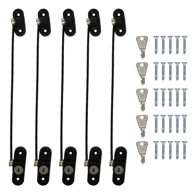 Window Restrictor Locks,Door and Window Opening Restrictor,Sliding Window Security Locks with Keys,Suitable for Home, Office, Hotel, Factory, and Other Anti-Theft Security, with Box 5pcs Black